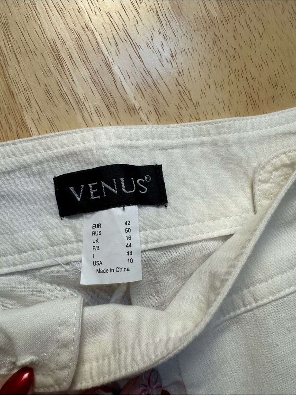 Venus White Linen-Cotton Sailor Wide-Leg Pants NWOT Size 10 - Picture 6 of 10